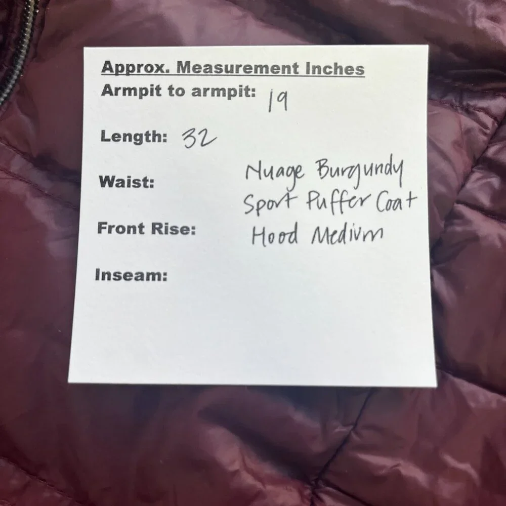 2/$30 Nuage Burgundy Sport Puffer Coat Hood Medium